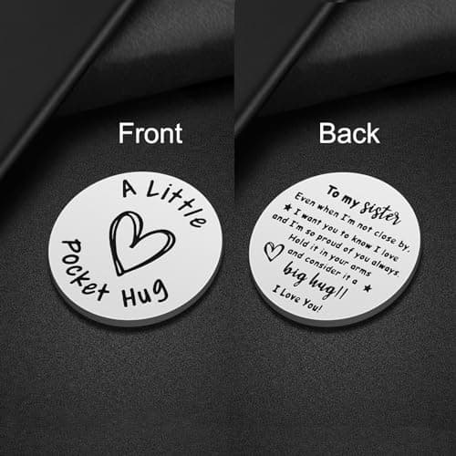 iJuqi Pocket Hug Token Keychain Keepsake Long Distance relationship inspirational Sobriety Gifts for Women Men Double Sided