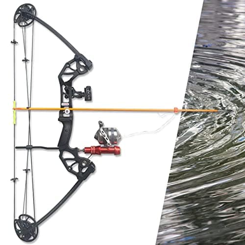 Bowfishing Bow Kit with Arrow Ready to Shoot Right Handed 15-45 LBS Draw Length 18"-29.5" Adjustable,Axle-to-Axle: 34.2",Complete Compound Bow Fishing Kit 2024 New