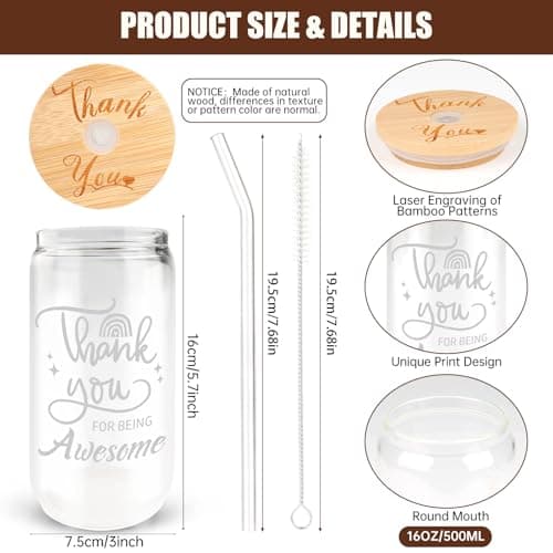 Beer glass cup, thank you gifts for staff coworker, gift box, hanging cards and coaster, birthday gift for team, men, women 8 Set Employee Appreciation Gifts Glass Cups, 16oz Can Coffee Cups B0DRN7HG9B
