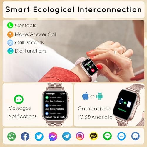 HXQHSTBG HXQHSTBG Smart Watch for Women (Answer/Make Calls) 1.83" HD Health Tracker Smartwatch with 3 Bands/Heart Sleep Rate, 120+ Sports Modes IP68 Waterproof Compatible Android iPhone Phones, Rose Gold