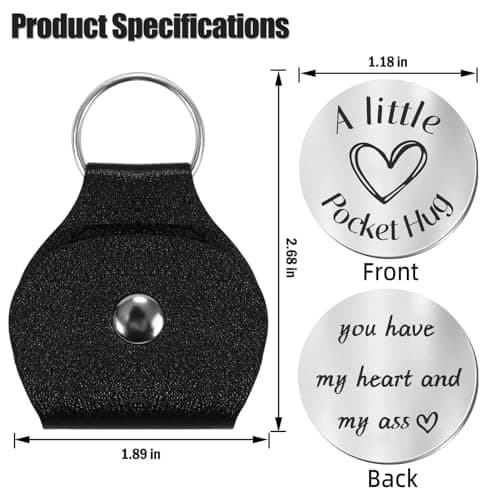 Pocket Hug Token Keychain for Men Him, Funny Boyfriend Gifts From Girlfriend, Long-distance Couple Gifts for Husband From Wife Christmas Birthday Valentine