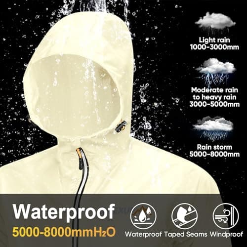 APEXUP Packable Rain Jacket Men with Reflective Zipper, Lightweight Waterproof Raincoat, Mens Rain Jacket for Outdoor Sports