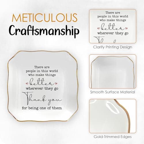 OASSIE Thank You Gifts for Women - 4"x4" Ceramic Jewelry Dish Tray - Birthday Appreciation Inspirational Gifts for Women Coworker Teacher Friends Employee
