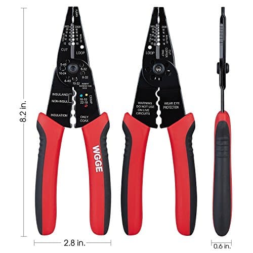 10-22 AWG Cable Stripping, Wire Crimping, Multi-Function Design, Hand Tools WGGE WG-015 Professional Wire Stripper, Wire Cutter and Wire Crimper 8-inch B073YG65N2