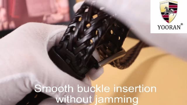 YOORAN Leather Braided Belts Men Golf Belt 1 3/8" Woven Belt Casual Jeans Gift Box