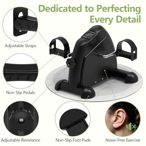 FITKS360 Under Desk Elliptical & Mini Exercise Bike - Seated Electric Leg Exerciser Under Table Oval Electric - Seniors Sit Exerciser Full Assembled Pedal with Remote Control