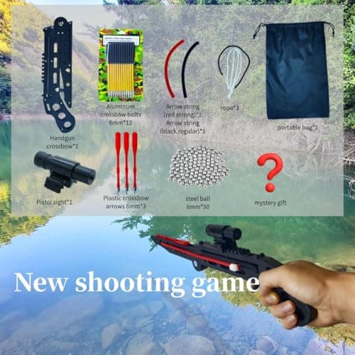 Tactical Pistol Crossbow, Self Opening Crossbow, Recurve Bow Equipped with 15 Aluminum Arrows