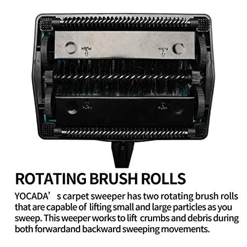 Yocada Carpet Sweeper Cleaner for Home Office Low&Undercoat Carpets Rugs Pet Hair Dust Scraps Paper Small Rubbish Cleaning with a Brush Blue