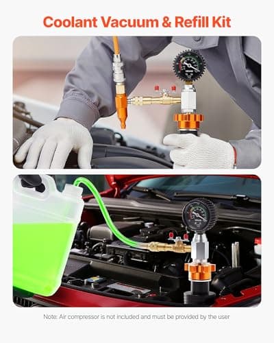 VEVOR Radiator Vacuum Refill Kit, Automotives Cooling System Vacuum & Purge Fill Tool with Gauge, Portable Radiator Coolant Filling Kit with Toolbox, Universal Fit for Most Cars Vans SUVs and Trucks