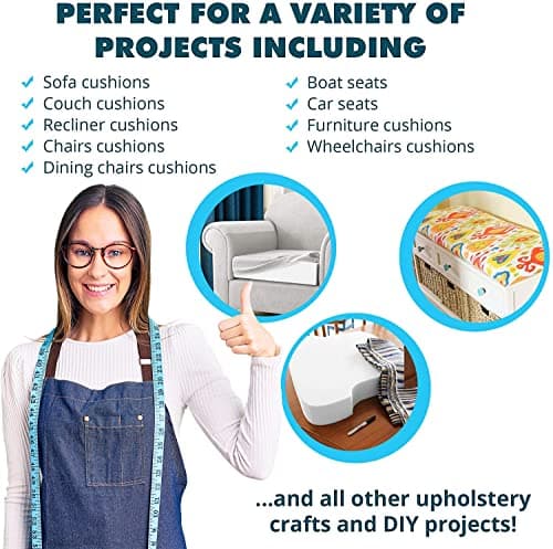 Foamma 4-Pack 2" x 18" x 18" High Density Upholstery Foam, Chair Cushion Square Foam for Dining Chairs, Wheelchair Seat Cushion Replacement