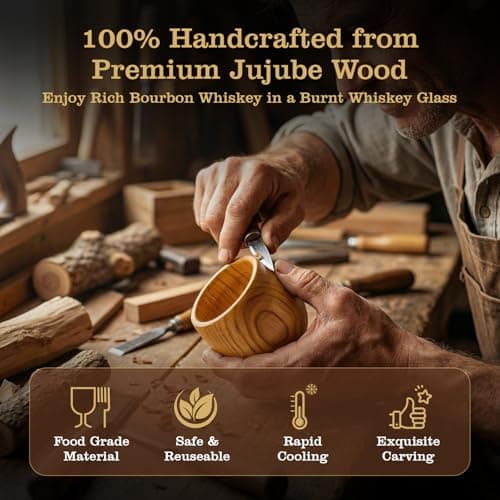 Charred Wooden Whiskey Glasses, Gifts for Men Old Fashion Bourbon Drinking Collins Cup, Gift for Dad, Husband, Brother, Boy Friend or Whiskey Lovers B0GK5XLW6B