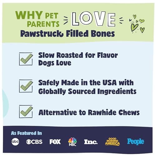 Pawstruck Large 5-6” Filled Dog Bones Variety Pack - Peanut Butter, Cheese & Bacon, Beef Flavors - Made in USA, Long Lasting Stuffed Femur Treat for Aggressive Chewers - Pack of 3, Packaging May Vary