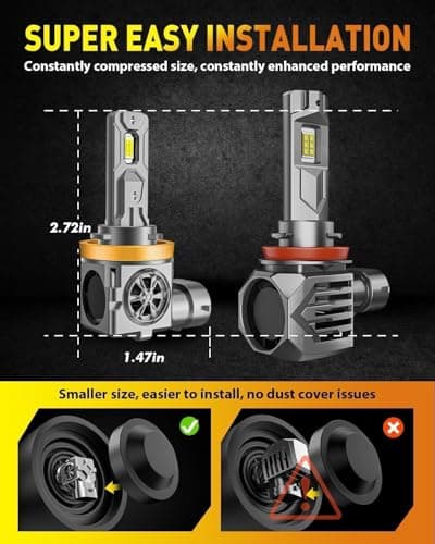 Termitor H11/H8/H9 & 9005/HB3 Light Bulbs Combo, 100,000LM 12X Ultra Brightness, Real 1:1 Mini Size, 6500K White 85000Hrs Long Life with Cooling Fan, 9005 H11 Fog Lights, Plug and Play, Pack of 4