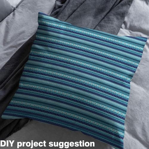 Boho Fabric by The Yard 1 Yard Geometric Decorative Moroccan Upholstery Fabric for Chairs Stripes Lines Cyan Soft Flannel
