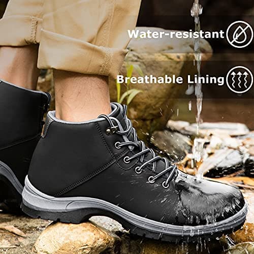 CARENURSE Mens Lightweight Hiking Boots Water Resistant Mid Ankle Work Casual Hiker Trekking Outdoor Boots Anti Slip Hiking Shoes