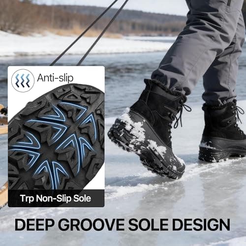 FREE SOLDIER Mens Snow Winter Boots for Men Warm Fleece Lining Winter Ski Shoes Waterproof Insulated Booties