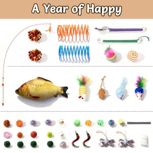 Cat Tube with Kitten Toys for Indoor Kittens, Collapsible Play Tunnel, Cat Gifts Cat Tunnel Bed with 40 Pcs Interactive Cat Toys, White B0FB9CN22D