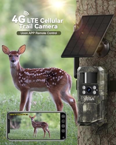 Xega 4G LTE Cellular Trail Camera with Livestreaming, No WiFi Game/Deer Cameras, Motion Activated, 7800mAh Battery, 950nm No Glow Night Vision, TF/Cloud Storage, IP66 Weatherproof, Built-in SIM Card