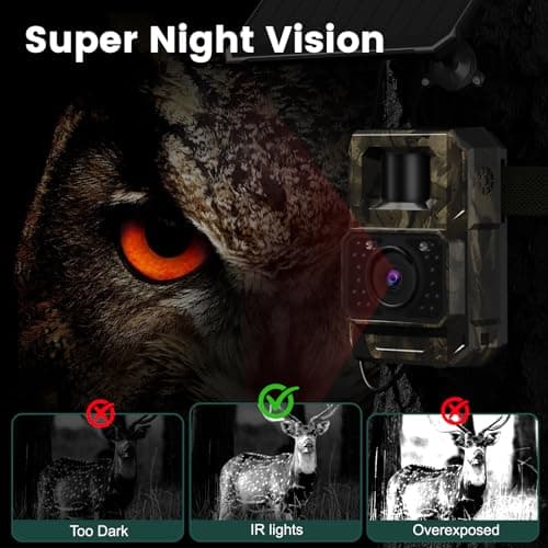 MAXDONE Solar WiFi Trail Camera Bluetooth Game Camera, 4K 64MP Wildlife Cameras 2000mAh Built-in Battery Rechargeable Power Hunting Cameras with Night Vision Trail Cam Bluetooth Wi-Fi Deer Cams