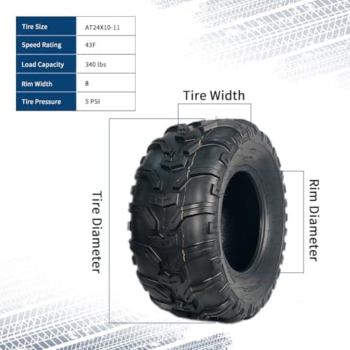 Garvee 2 Pack 24x10-11 ATV UTV Tires 4-Ply All-Terrain Tubeless Tires for Daily Work, Hunting & Recreational Riding on ATV, UTV, Quad and 4 Wheeler
