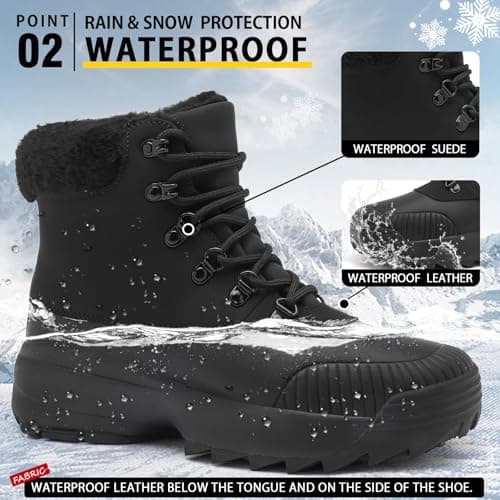 TEYTAP Waterproof Winter Snow Boots for Women丨Insulated-Warm Fur-Lined Booties丨Non-Slip Cushion Outdoor Walking Boots丨Lightweight Comfortable Casual Suede Leather Short Boots