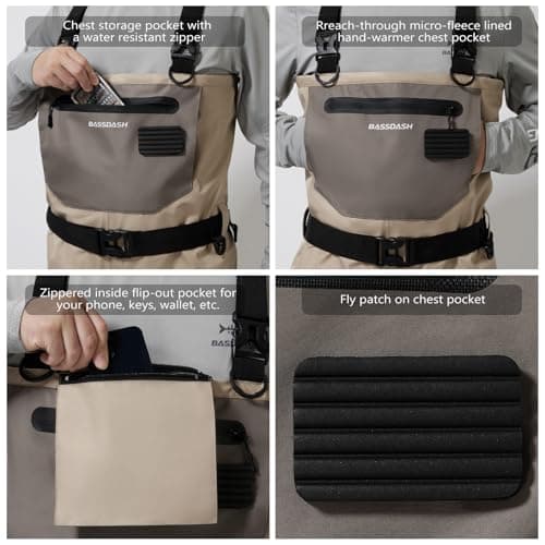 BASSDASH FW08 Men’s Breathable Waders Waterproof Fly Fishing Chest Fishing
