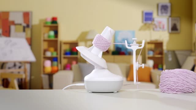 Etcokei Yarn Winder, Electric Yarn Ball Winder for Crocheting, Compact Yarn Cake Winder with Strong Tension Stepless Speed, Automatic Yarn Spinner Wool Winder, Ideal Helper for Knitting Lovers(White)