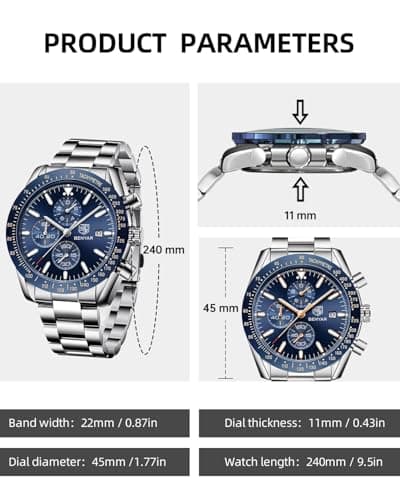 BENYAR BY BENYAR Watch for Men Analog Quartz Chronograph Waterproof Luminous Designer Mens Wrist Watches Business Work Sport Casual Dress Watch with Silicone Strap Elegant Gifts for Men