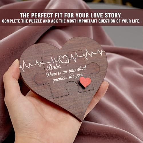 Will You Be My Girlfriend Sign – Mothers Day Gifts for Girlfriend, Wooden Heart Proposal Puzzle with Hidden Message, Be My Valentine Girlfriend Proposal Gifts Decor, Romantic Valentine Gift Ideas