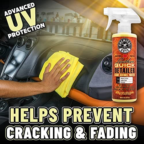 Chemical Guys Leather Quick Detailer - Interior Cleaner and Conditioner for Natural, Synthetic, Pleather, and More, Safe for Car Seats, Furniture, Apparel, Shoes & Boots, Leather Scented - 16 fl oz