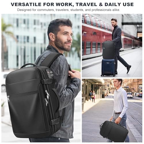 Vacuum Backpack Travel 60L Expandable Vacuum Seal Compression Travel Backpack with Pump, TSA, Waterproof Oxford,17" Laptop Compartment,Carry On Backpack for Men & Women,Business,Flight Travel (Black)