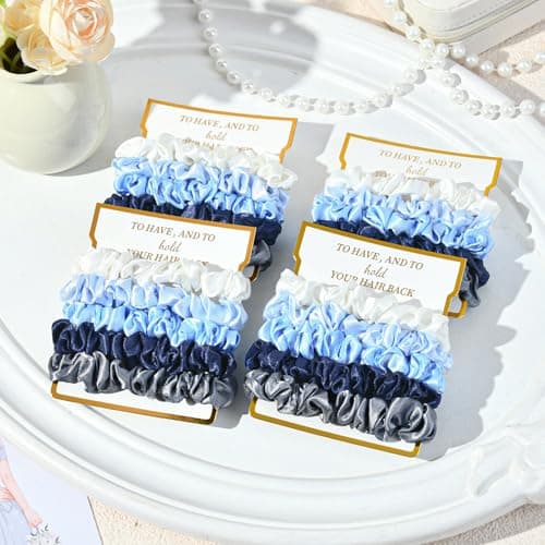 8 Pack Bridesmaid Gifts Satin Bridesmaid Scrunchies Soft Hair Ties Bachelorette Party Favors Hair Accessories for Women Bridesmaid Proposal Gift (Gradient Blue) B0DTKDN7FR
