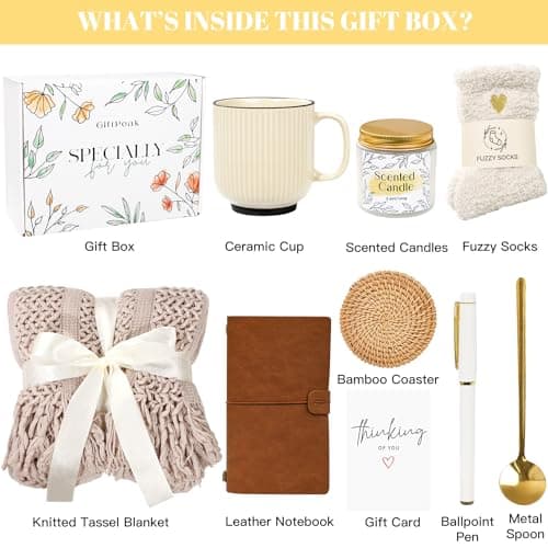 Gifts for Women, Get Well Soon Gifts for Women, Sympathy Care Baskets, Thinking of You Care Package, Self Care Gifts, After Surgery Feel Better Gifts Blanket (Khaki) B0CQ4N6YN6
