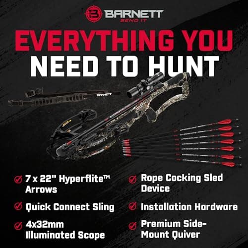 Barnett Whitetail Series Crossbow Package – Hunting Crossbows with 4x32 Scope, Arrows, Quiver & Cocking Device Options – Multiple Models & Configurations