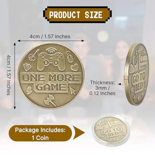 One More Game or Go to Sleep Gamer Decision Coin, Gifts for Gamer Boyfriend, Husband, Men, Gaming Accessories for Men, Game Gifts for Christmas, Valentine's Day, His Birthday B0G3PJT54G