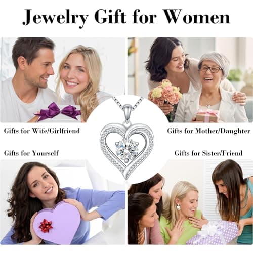 Moissanite Heart Necklaces for Women, 1-3 Carat Moissanite 925 Sterling Silver Necklace, Anniversary Present for Women, Birthday Gifts for Wife, Jewelry Gifts for Christmas, Valentine's Day