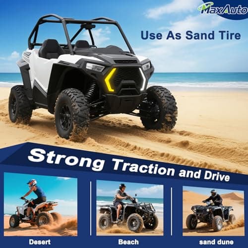 MaxAuto Set of 4 AT25x8-12 & AT25x10-12 ATV UTV Mud Sand Tires,25x8x12 Front & 25x10x12 Rear All-Terrain Off-Road Tires,6 PR, Tubeless,4 Pack in 2 Packages