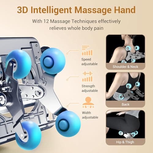 MYNTA Massage Chair Full Body with Heat, Zero Gravity SL-Track 3D Massage Chairs with Thai Stretching, 12 Modes,12 Massage Techniques, Calf & Foot Massage, Wireless Charging, White Noise