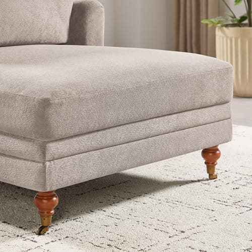 VANOMi 57.48'' Chaise Lounge Chair Indoor, Modern Chenille Chaise Lounge Couch with Adjustable Deep Backrest, Upholstered Leisure Recliner Chair for Living Room, Apartment, Bedroom, Camel Color