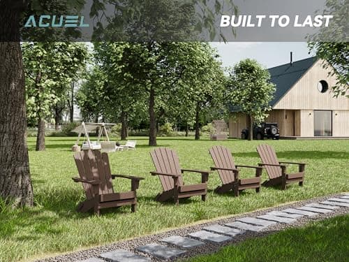 Adirondack Chairs, Folding Chairs Set of 4, Heavy Duty Weather-Resistant Patio Chairs with Wide Armrests & Ergonomic High Back, HDPE Fire Pit Seating for Backyard, Garden, Porch
