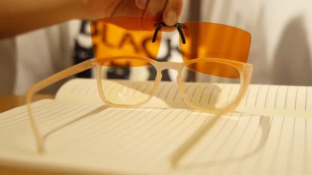 Vyzia Clip On Blue Light Blocking Glasses For Sleep | Fits Over Prescription Glasses, Orange Lenses Help Reduce Computer Eye Strain and Induce Sleep