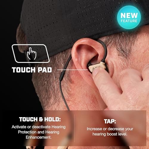 AXIL GS Extreme 3.0 Shooting Ear Protection – Desert Tan - Hearing Enhancement & Noise Isolation Bluetooth Earbuds – 5X Hearing Protection for Shooting, Travel, Work and Concerts