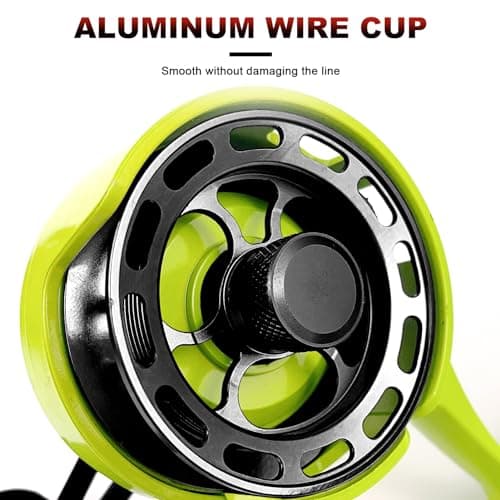 FREE FISHER Ice Fishing Reels 3.2:1 Gear Ratio Ultra Smooth 3+1Ball Bearings Strength CNC-machined Aluminum Inline Ice Fishing Reel with Left/Right Hand Retrieve