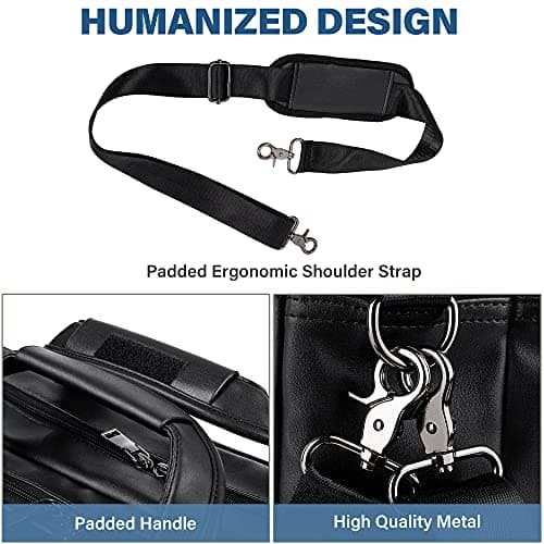 seyfocnia Leather Laptop Bag, Men's 15.6 Inche 17.3 Inche Messenger Briefcase Business Satchel Computer Handbag Shoulder Bag