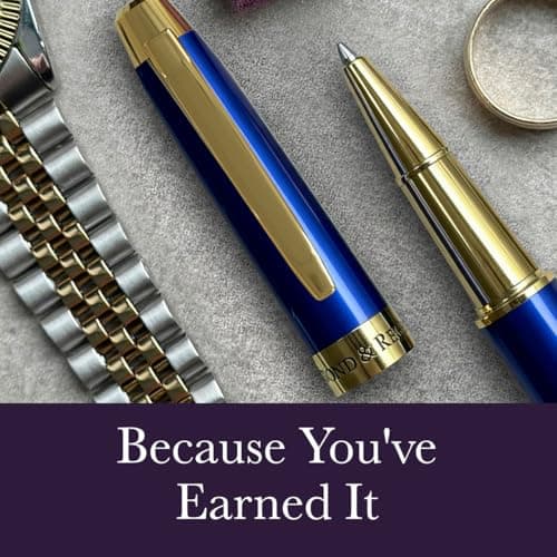 Royal Blue & 24 Karat Gold - Certified Luxury Grade Rollerball Pen | Nice Gift for Men & Women
