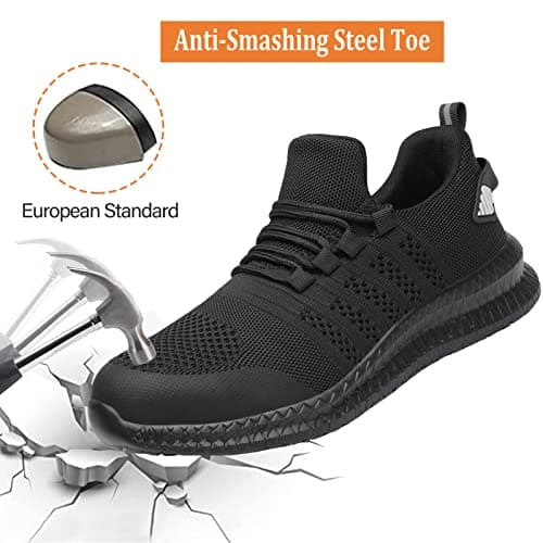Steel Toe Shoes for Men and Women Comfortable Lightweight Work Safety Shoes Puncture Proof Slip Resistant Indestructible Sneakers Construction Work Utility