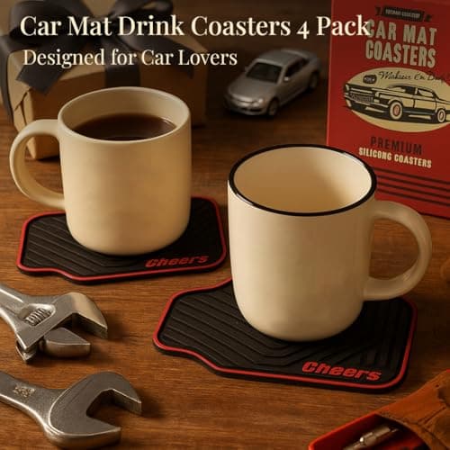 Car Gifts for Guys, Mechanics & Auto Enthusiasts, Great for Dad, Boyfriend, Brother or Son, for Christmas, Stocking Stuffer Triple Gifffted Car Gifts for Men, Car Coasters, Gifts for Guys, Set of 4 B01JZFUD5C