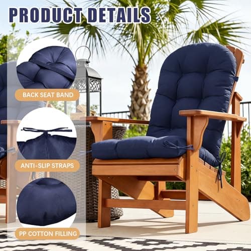 Gnostik 2 Pcs Outdoor Adirondack Chair Cushion 47x19.2x4 in, Floral Waterproof Indoor/Outdoor Thicken Larger High Back Outdoor Chair Cushions Lounge Cushion Replacement Cushions for Patio Furniture