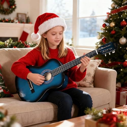 ZENY 38 inch Acoustic Guitar Full Size Beginners Package Kit for Right-handed Starters Kids Music Lovers w/Case, Strap, Pitch Pipe and Pick (Blue)