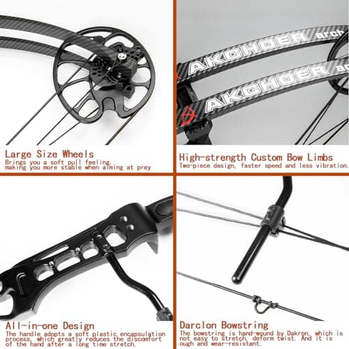 Compound Bow and Arrow Set 30-70 lbs for Adult, Adjustable Hunting Compound Bow Archery with Limbs Made in USA, Right Hand, 18”-31”, up to IBO 320 fps